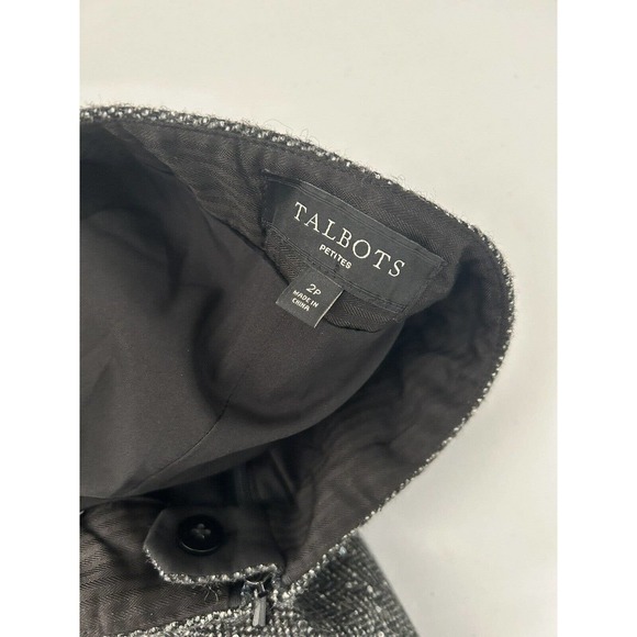 Talbots Wool Blend Trousers Sequins SZ 2P Black Gray Tweed Lined Sparkle Pants - Picture 5 of 9